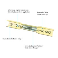 Conector para unión por crimpado termorretráctil, grado marino 12-10 AWG Amarillo