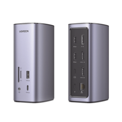 HUB USB-C (Docking Revodok Pro) 12 en 1 | 2 USB-A 3.0 | 1 USB-C PD Carga 100W | 1 USB-A 3.1 | 1 USB-C 3.1 | HDMI 4K | HDMI 8K Ultra HD | Display Port 4K | RJ45 (Gigabit) | Lector Tarjeta SD + Micro SD (TF) | Jack Audio 3.5mm.