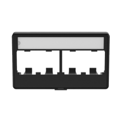 Placa de Mobiliario Modular Estándar, Salidas Para 4 Puertos Mini-Com, Con Espacio Para Etiquetas, Color Negro