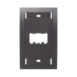 Placa de Pared Vertical Ejecutiva, Salida de 2 Puertos Mini-Com, Con Espacios Para Etiquetas, Color Negro