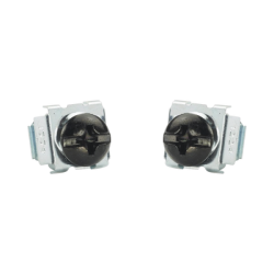 Kit de 100 Tornillos y 100 Tuercas Enjauladas #12-24, Para Uso en Gabinetes o Racks con Rieles con Orificios Cuadrado