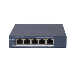 Switch Gigabit PoE+ / Administrable / 4 Puertos 1000 Mbps PoE+ / 1 Puerto 1000 Mbps Uplink / Configuración Nube Hik-PartnerPro / Modo Extendido hasta 300 Metros / 45 Watts