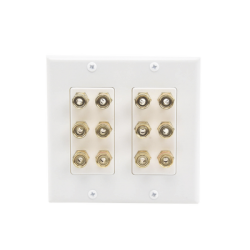 Placa de Pared | Postes de Unión Tipo Banana | Conexión para 6 Altavoces | Fácil Instalación | Conectores Chapados en Oro