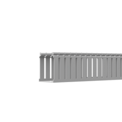 Canaleta Ranurada de PVC con Tapa, Tipo F, 108 mm de Ancho, 79.2 mm de Alto y 2 m de Largo, Color Gris