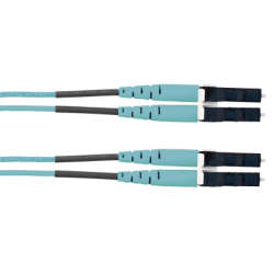 Jumper de Fibra Optica Multimodo 50/125 OM3, LC-LC Duplex, LSZH (Cero Halógenos), Color Aqua, 2 Metros