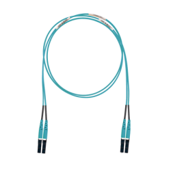 Jumper de Fibra Optica Multimodo 50/125 OM3, LC-LC Duplex, LSZH (Cero Halógenos), Color Aqua, 3 Metros