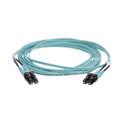 Jumper de Fibra Óptica Multimodo 50/125 OM4, LC-LC Duplex, OFNR (Riser), Color Aqua, 5 Metros