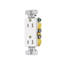 Contacto Duplex Decorador 15A 125V, 2 Polos, 3 Hilos, Color  Blanco (Nema5-15R).