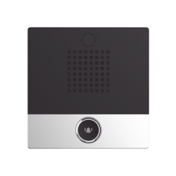 Mini Intercomunicador para hotelería y hospitales, con diseño elegante, PoE, 1 botón, 1 relevador integrado de salida y entrada.