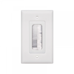 Placa de Pared Pasa cable, Tipo Cepillo, de 1 Puerto, Con Cerdas Antipolvo, Color Blanco