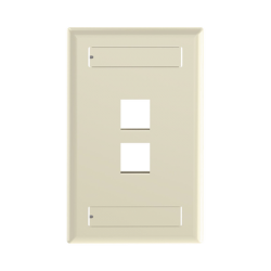 Placa de Pared Vertical, Salida Para 2 Puertos Keystone, Con Espacios Para Etiquetas, Color Marfil