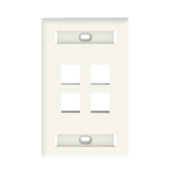 Placa de Pared Vertical, Salida Para 4 Puertos Keystone, Con Espacios Para Etiquetas, Color Banco Mate