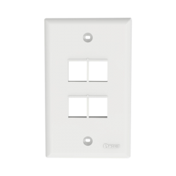 Placa de Pared Vertical, Salida Para 4 Puertos Keystone, Color Blanco 