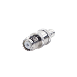 Conector Mini-UHF Hembra en Línea, de Anillo Plegable para Cable Coaxial RG-8/X, 9258, LMR-240, Níquel/ Plata/ Teflón.