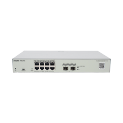 Switch Administrable PoE Capa 2 con 8 puertos Gigabit PoE 802.3af/at + 2 SFP para fibra 1Gb, gestión gratuita desde la nube, 125w