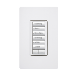 (RadioRA2) Teclado seetouch 6 botones, 2 botones subir/bajar, programe escenas diferentes en cada botón.