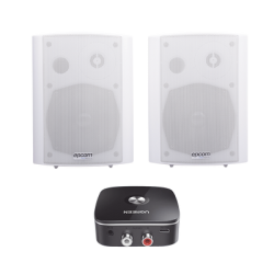 Kit  Altavoces + Modulo Receptor BT | Montaje en Pared | 2x20W RMS | Material ABS y Reja Metálica | Bracket de Metal | Color Blanco