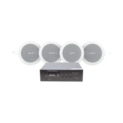 KIT de Amplificador de 120W para Escritorio | 4 Altavoces de Plafón de 4in | 3 - 6W | Sistema 70/100V