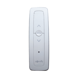 Control remoto 1 canal para motores de persiana Somfy con señal inalámbrica, instrucciones: sube, baja y detener, con posición favorita programada.