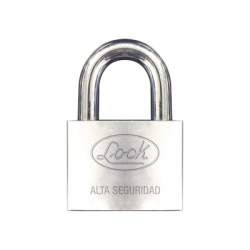 Candado de hierro alta seguridad con llave de disco/ Acabado Cromado/ Llaves Abloy/ Medida de Horquilla 50 mm.