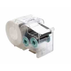 Casete de etiquetas de poliolefina, cinta continua, color negro sobre blanco, 9.65 mm x 7.6 metros