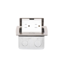 Mini caja de piso rectangular en acero inoxidable con 2 contactos eléctricos (11000-21201)
