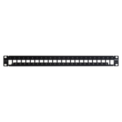 Patch Panel TERA-MAX Blindado de 24 Puertos, Modular (vacío), Plano, Color Negro, 1UR