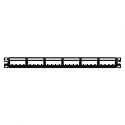 Panel de Parcheo Modular Mini-Com (Sin Conectores), Ultimate ID®, Plano, Sin Blindaje, Con Etiqueta y Cubierta, de 24 puertos, 1UR