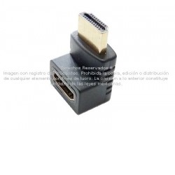 Adaptador HDMI hembra a HDMI macho 90° en forma de L hacia arriba