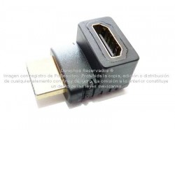 Adaptador HDMI hembra a HDMI macho 90° en forma de L hacia arriba