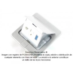 Caja modular retráctil multipuertos para mesa o piso, tapa inoxidable 202030