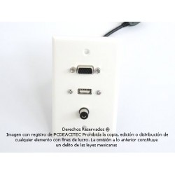 Placa Tapa VGA + USB 2.0  pigtail + Audio Jack 3.5 mm en ABS