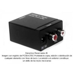 Convertidor de audio análogo a digital. RCA a Toslink más RCA coaxial digital