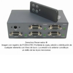 Switch de video VGA 4x1 + Audio, con control remoto