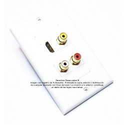 Placa Tapa HDMI + 3 RCA AV en ABS