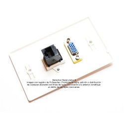 Placa Tapa VGA + RJ45 Cat6 cople en ABS