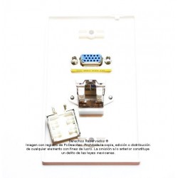 Placa Tapa VGA + Jack RJ45 Cat6a BLINDADO ponchable en ABS