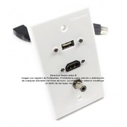 Placa Tapa USB 2.0 pigtail + HDMI pigtail + Audio Jack 3.5 mm en ABS