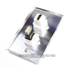 Placa Tapa metálica HDMI + USB 2.0 en Aluminio
