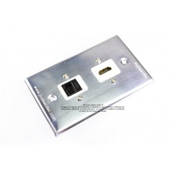 Placa Tapa HDMI + Jack RJ45 Cat5e en Aluminio