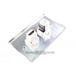 Placa Tapa HDMI + Jack RJ45 Cat5e en Aluminio