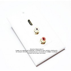 Placa Tapa Decora HDMI 1.4 + 2 RCA estéreo en ABS
