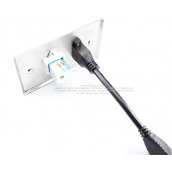 Placa Tapa HDMI pigtail + Jack RJ45 Cat6 ponchable Acero Inoxidable