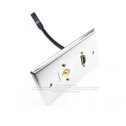 Placa Tapa HDMI pigtail + Jack RCA en Acero Inoxidable