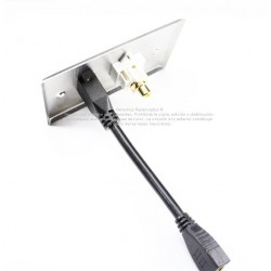 Placa Tapa HDMI pigtail + Jack RCA en Acero Inoxidable