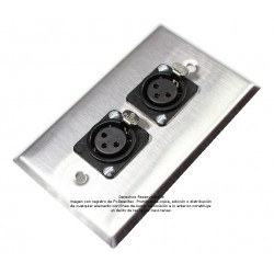 Placa Tapa XLR Canon Neutrik hembra doble soldable en Acero Inoxidable