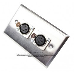 Placa Tapa XLR Canon hembra doble soldable en Acero Inoxidable