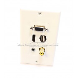 Placa Tapa Decora VGA + HDMI + USB 2.0 + Audio Jack 3.5 mm + RCA en ABS