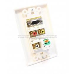 Placa Tapa Decora VGA + Audio Jack 3.5 mm a IDC + RCA AV en ABS
