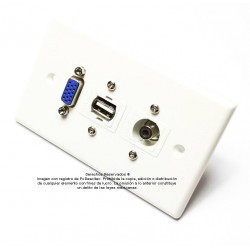 Placa Tapa VGA + USB 2.0 + Audio Jack 3.5 mm en ABS